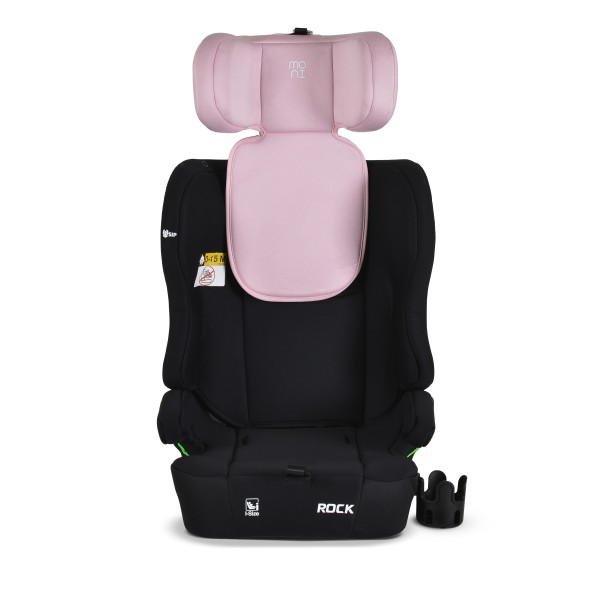Scaun auto copii Moni Rock Pink i-Size 76–150 cm – centură 5 puncte, protecție laterală SIP, tetieră reglabilă și confort sporit în călătorii