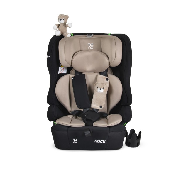 Scaun auto copii Moni Rock Cool beige i-Size 76–150 cm – centură 5 puncte, protecție laterală SIP, tetieră reglabilă și confort sporit în călătorii