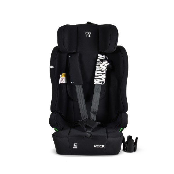 Scaun auto copii Moni Rock Black i-Size 76–150 cm – centură 5 puncte, protecție laterală SIP, tetieră reglabilă și confort sporit în călătorii
