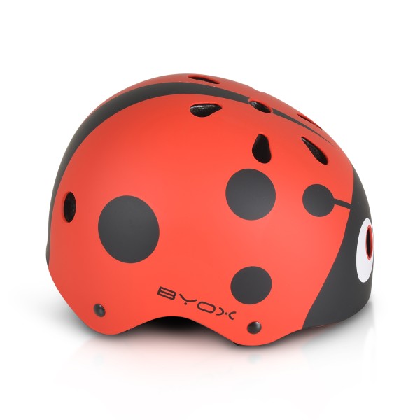 Cască copii Byox Ladybug reglabilă 48–54 cm cu lumină LED – protecție EPP+ABS, 11 orificii de ventilație, ideală pentru bicicletă, role și skate