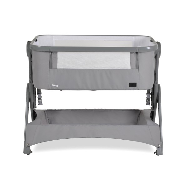 Pătuț bebeluși Co-Sleeper Cangaroo Cozy Grey – 5 poziții reglabile, barieră rabatabilă, funcție antireflux și coș de depozitare
