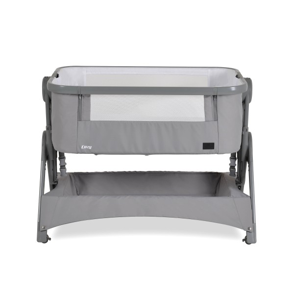 Pătuț bebeluși Co-Sleeper Cangaroo Cozy Grey – 5 poziții reglabile, barieră rabatabilă, funcție antireflux și coș de depozitare
