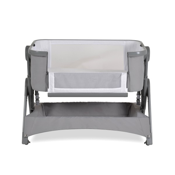 Pătuț bebeluși Co-Sleeper Cangaroo Cozy Grey – 5 poziții reglabile, barieră rabatabilă, funcție antireflux și coș de depozitare