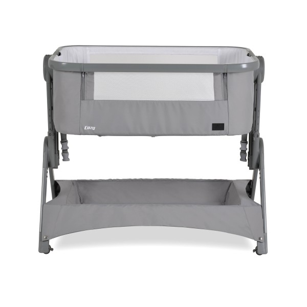 Pătuț bebeluși Co-Sleeper Cangaroo Cozy Grey – 5 poziții reglabile, barieră rabatabilă, funcție antireflux și coș de depozitare