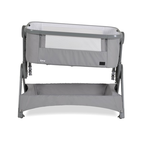 Pătuț bebeluși Co-Sleeper Cangaroo Cozy Grey – 5 poziții reglabile, barieră rabatabilă, funcție antireflux și coș de depozitare