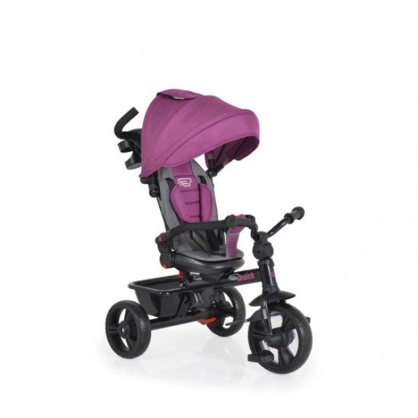 Tricicleta cu maner si scaun reversibil 360° BYOX QUICK Purple , cadru din otel si anvelope EVA 