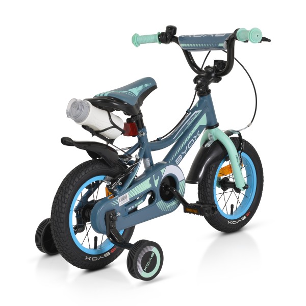 Bicicleta copii cu roti ajutatoare Byox  Prince Albastru, 12 inch , varsta 3-4 ani , accesorii incluse