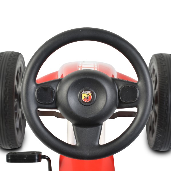 Kart cu pedale pentru copii Abarth Rosu, structura metalica, roti silentioase EVA, scaun reglabil in 2 pozitii