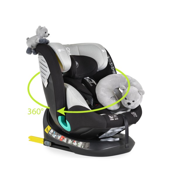 Scaun auto 0-36 kg cu isofix Moni Serengeti Gri, sezut rotativ 360° si pozitie de somn