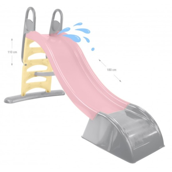 Tobogan copii 2 in 1 Roz Pastel, 180 cm, posibilitate alimentare cu apa, pentru Interior si Exterior