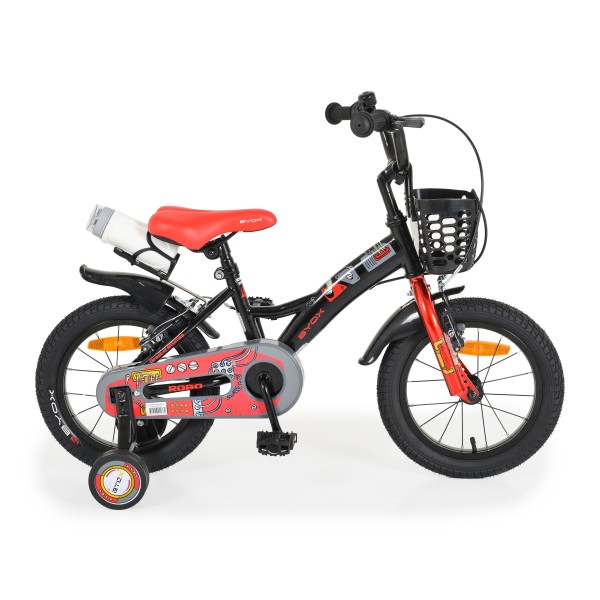 Bicicleta copii cu roti ajutatoare Byox Robo Negru 14 inch, varsta recomandata 3 - 7 ani