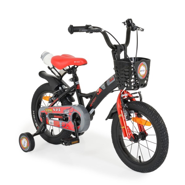 Bicicleta copii cu roti ajutatoare Byox Robo Negru 14 inch, varsta recomandata 3 - 7 ani