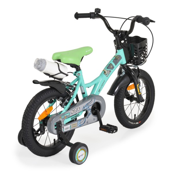 Bicicleta copii cu roti ajutatoare Byox Robo Mint 14 inch, varsta recomandata 3 - 7 ani