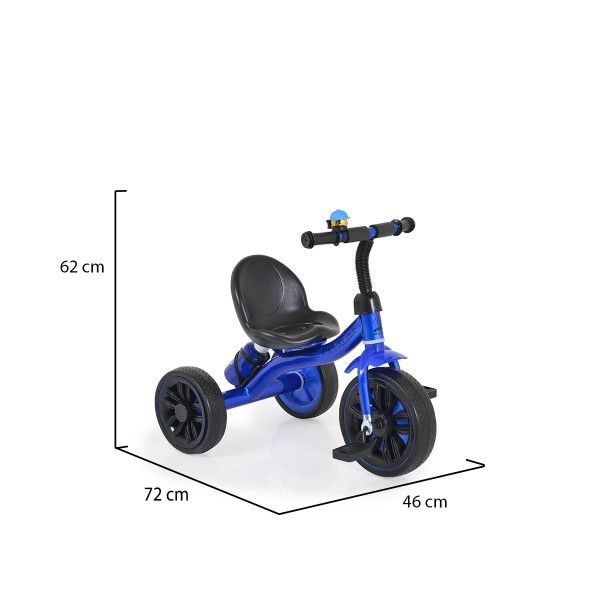 Tricicleta Byox Cavalier Lux Albastru cu suport sticla apa, roti cauciuc EVA, structura metalica
