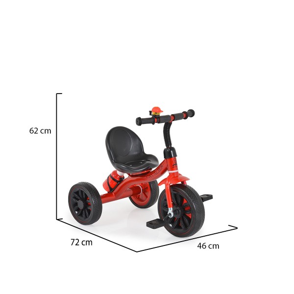 Tricicleta Byox Cavalier Lux Rosu cu suport sticla apa, roti cauciuc EVA, structura metalica