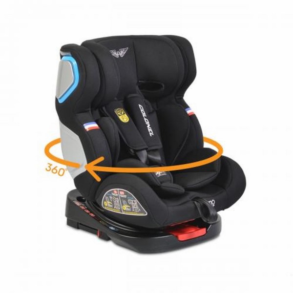 Scaun auto copii 0-36 Kg Cangaroo Colonel Negru, sistem Isofix, rotativ 360 grade