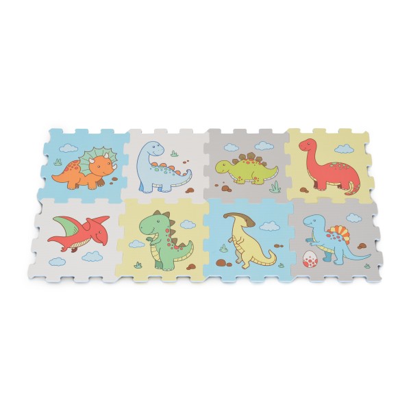 Covoras Puzzle moale din 8 piese, Moni Toys Dinozaur Colorat, dimensiune 120x60x1 cm