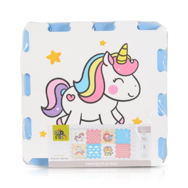 Covoras Puzzle moale din 8 piese, Moni Toys Unicorn Colorat, dimensiune 120x60x1 cm