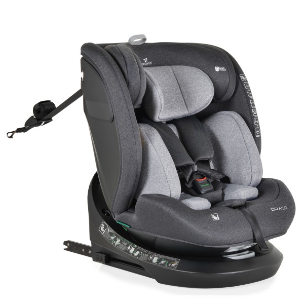 Scaun auto copii cu Isofix rotativ 360 grade Cangaroo Draco Gri I-size, pozitie de somn, 40-150 cm