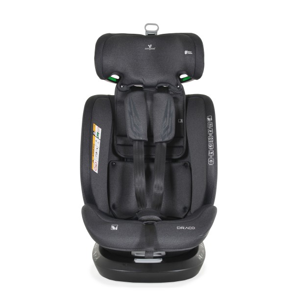 Scaun auto copii cu Isofix rotativ 360 grade Cangaroo Draco Gri I-size, pozitie de somn, 40-150 cm