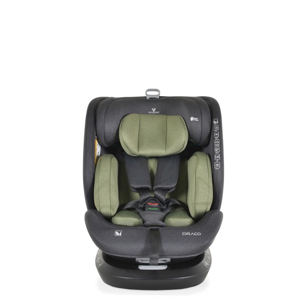 Scaun auto copii cu Isofix rotativ 360 grade Cangaroo Draco Olive Green I-size, pozitie de somn, 40-150 cm