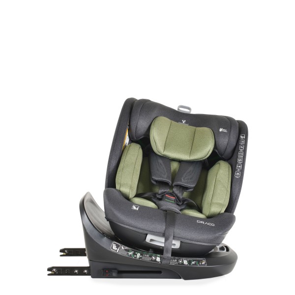 Scaun auto copii cu Isofix rotativ 360 grade Cangaroo Draco Olive Green I-size, pozitie de somn, 40-150 cm