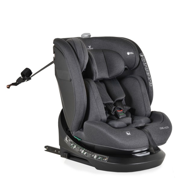 Scaun auto copii cu Isofix rotativ 360 grade Cangaroo Draco Negru I-size, pozitie de somn, 40-150 cm 