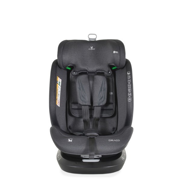 Scaun auto copii cu Isofix rotativ 360 grade Cangaroo Draco Negru I-size, pozitie de somn, 40-150 cm