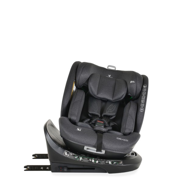 Scaun auto copii cu Isofix rotativ 360 grade Cangaroo Draco Negru I-size, pozitie de somn, 40-150 cm