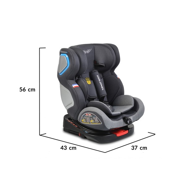 Scaun auto copii 0-36 Kg Cangaroo Colonel Gri Deschis, sistem Isofix, rotativ 360 grade