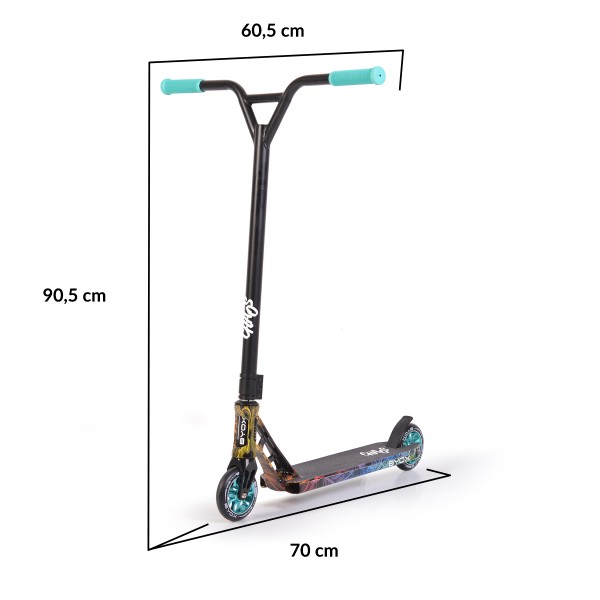 Trotineta copii freestyle din aluminiu BYOX Chaos Negru Albastru, ghidon rotativ 360 grade