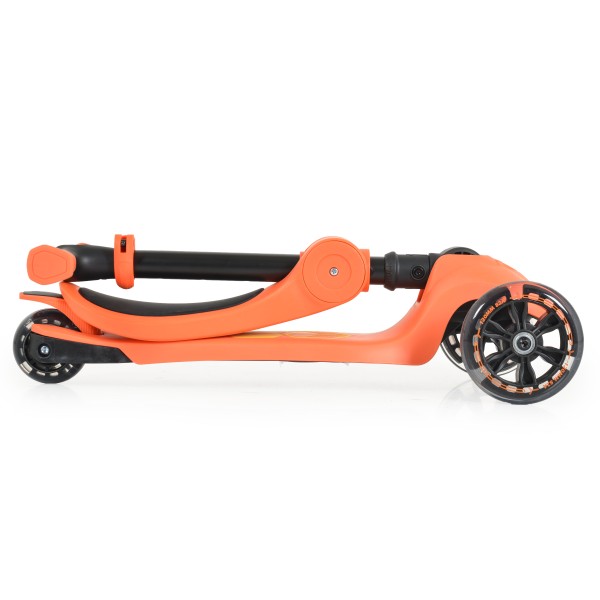 Trotineta copii cu scaunel si maner pliabil, Lamborghini 2in1 Orange, roti cu lumini LED