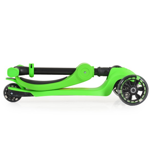 Trotineta copii cu scaunel si maner pliabil, Lamborghini 2in1 Verde, roti cu lumini LED