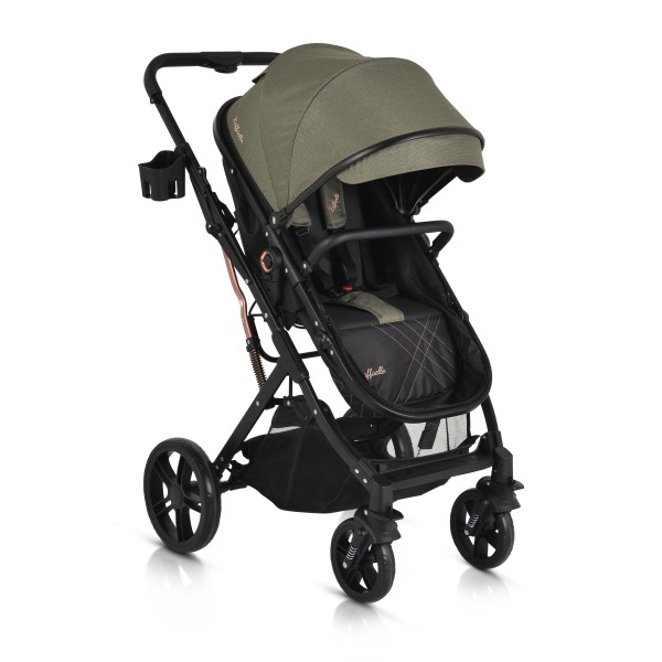 Carucior copii 2 in 1, Moni Rafaello Olive Green, varsta 0-36 luni, pliabil tip carte, accesorii incluse