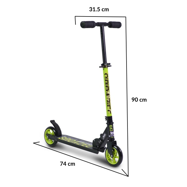 Trotineta pliabila Byox Rendevous Verde, cadru din aluminiu, ghidon reglabil pe inaltime in 3 pozitii, varsta 6 ani +