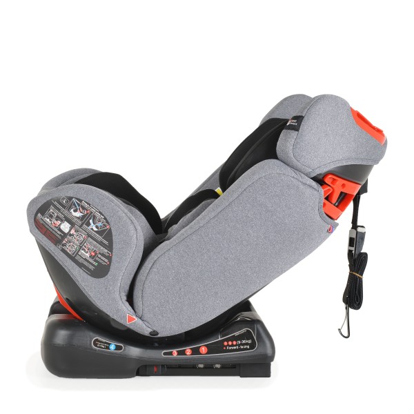 Scaun auto cu Isofix Moni Dragon Gri, grupa 0 - 36 Kg, spatar reglabil, tapiterie detasabila si lavabila