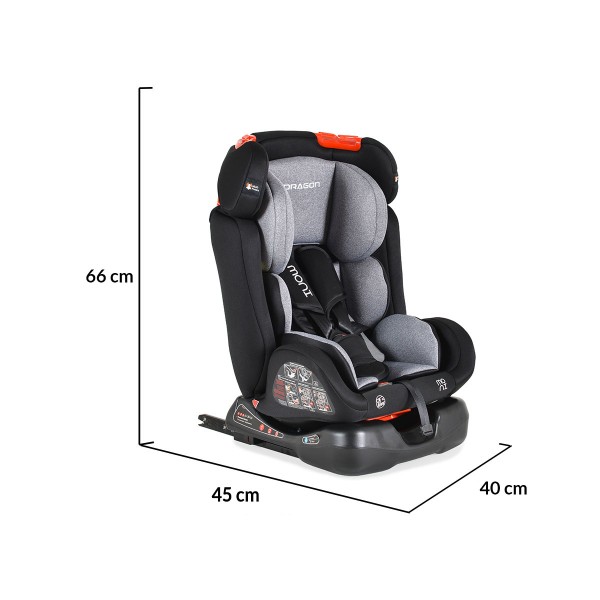 Scaun auto cu Isofix Moni Dragon Negru, grupa 0 - 36 Kg, spatar reglabil, tapiterie detasabila si lavabila