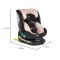 Scaun auto 0-36 kg cu isofix Moni Serengeti Roz, sezut rotativ 360° si pozitie de somn, varsta recomandata 0 - 12 ani