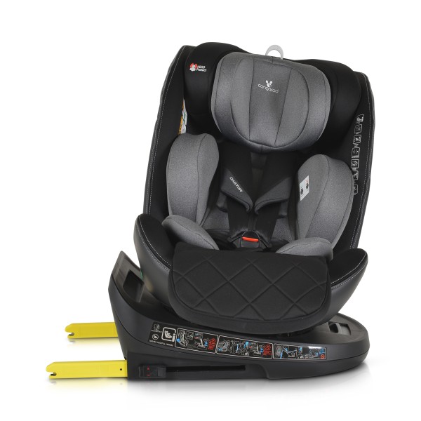 Scaun auto copii cu Isofix, 0 luni-12 ani, Cangaroo Castor Negru Gri, rotibil 360 grade,inclinare reglabila in 5 pozitii