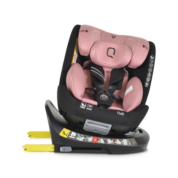 Scaun Auto cu Isofix 0-36 Kg Cangaroo Quill I-size Roz, Pozitie de Somn, Omologat ECE R129/03, Varsta recomandata 0-12 Ani, Protectie la impact lateral