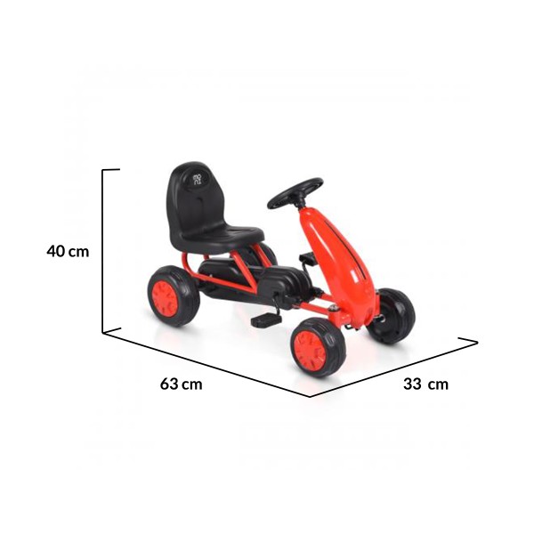 Kart cu pedale pentru copii Moni Blaze Rosu, structura metalica, varsta recomandata 18 - 72 luni