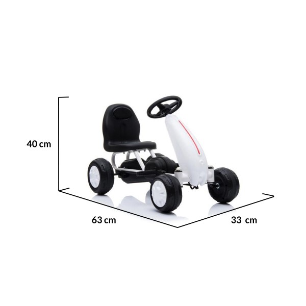 Kart cu pedale pentru copii Moni Blaze Alb, structura metalica, varsta recomandata 18 - 72 luni