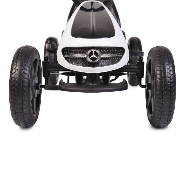 Kart cu pedale copii Mercedes-Benz Go Kart EVA Alb, roti silentioase,  cadru metalic durabil, varsta recomandata 3 ani +