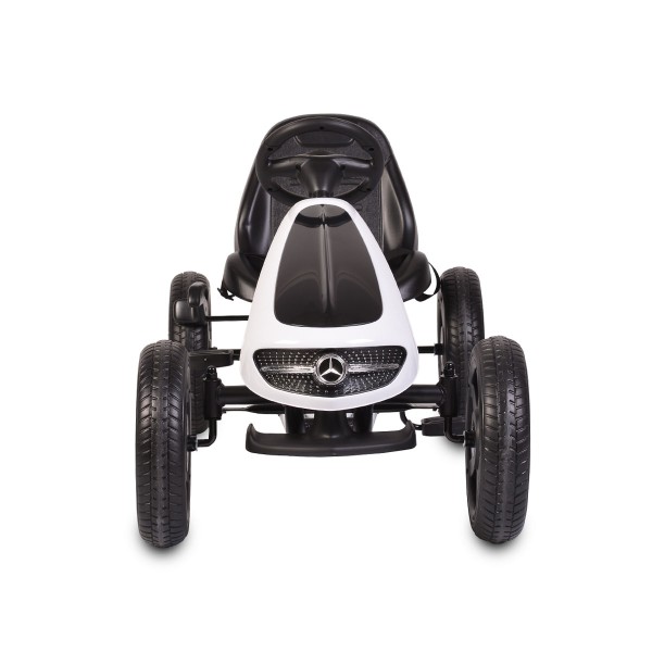 Kart cu pedale copii Mercedes-Benz Go Kart EVA Alb, roti silentioase,  cadru metalic durabil, varsta recomandata 3 ani +