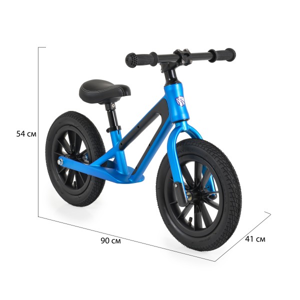 Bicicleta copii fara pedale, pentru dezvoltarea echilibrului, Byox Jogger Albastru, cadru usor din aliaj magneziu-aluminiu, sezut moale si reglabil in inaltime