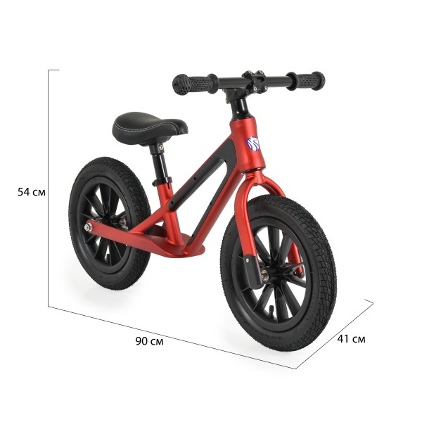 Bicicleta copii fara pedale, pentru dezvoltarea echilibrului, Byox Jogger Rosu, cadru usor din aliaj magneziu-aluminiu, sezut moale si reglabil in inaltime