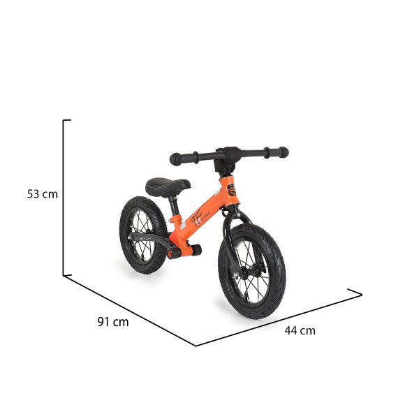 Bicicleta copii fara pedale, pentru dezvoltarea echilibrului Byox ToTo Portocaliu, roti gonflabile, sezut reglabil pe inaltime