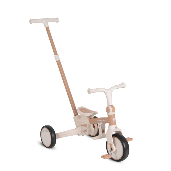 Tricicletă Pliabila 4 în 1 Byox Compacto Beige pentru Copii 12-36 Luni, Scaun Rotativ, Control Parental și Bicicleta de Echilibru