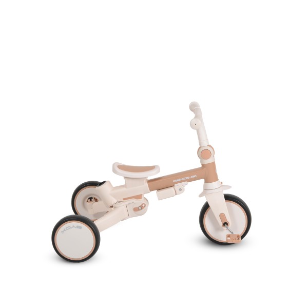 Tricicletă Pliabila 4 în 1 Byox Compacto Beige pentru Copii 12-36 Luni, Scaun Rotativ, Control Parental și Bicicleta de Echilibru