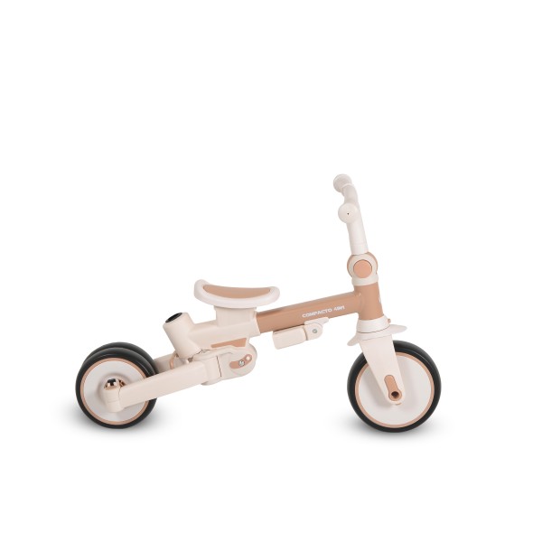 Tricicletă Pliabila 4 în 1 Byox Compacto Beige pentru Copii 12-36 Luni, Scaun Rotativ, Control Parental și Bicicleta de Echilibru